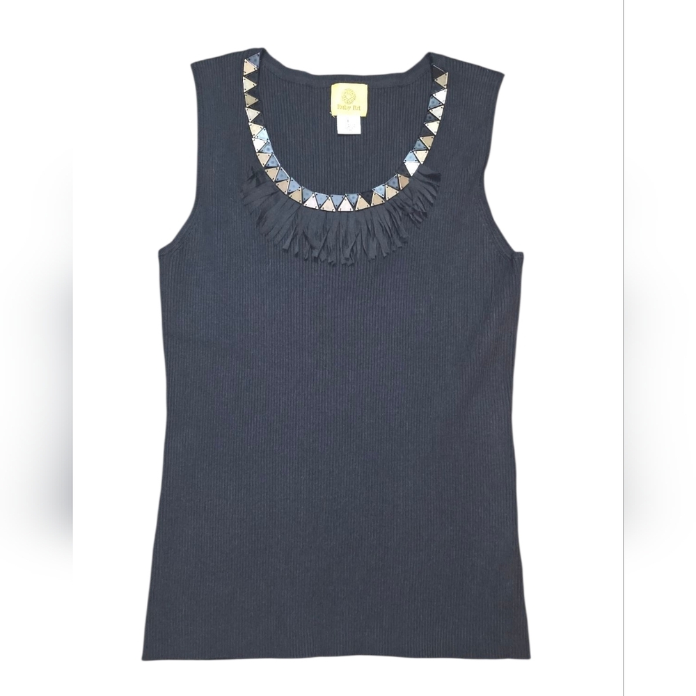 Ruby Rd Beaded & Fringe Neckline Tanktop